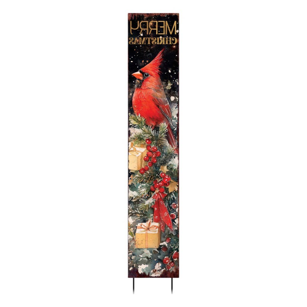 HomeRoots - Wholesale Garden Tool - 42" Black And Red Solid Wood Merry Christmas Cardinal Garden Stake3