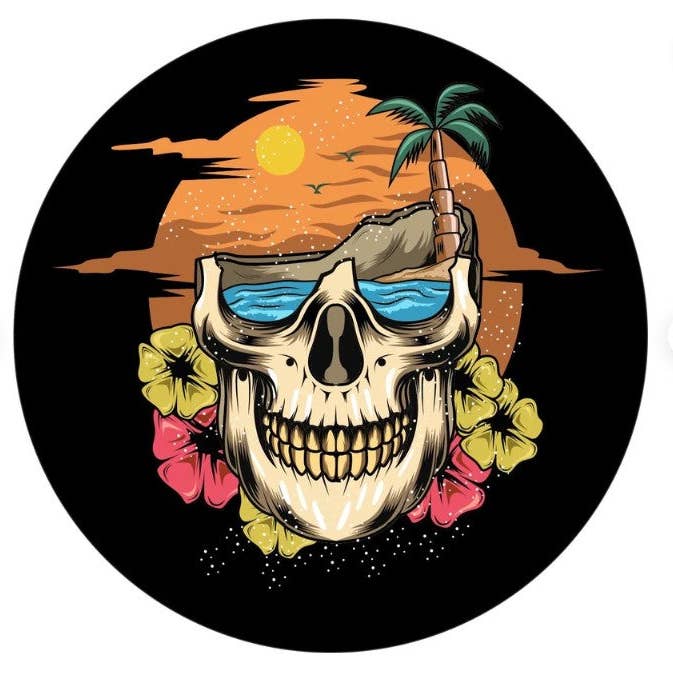 Summer Skull With Flowers Spare Tire Cover for wholesale by Dirty Acres