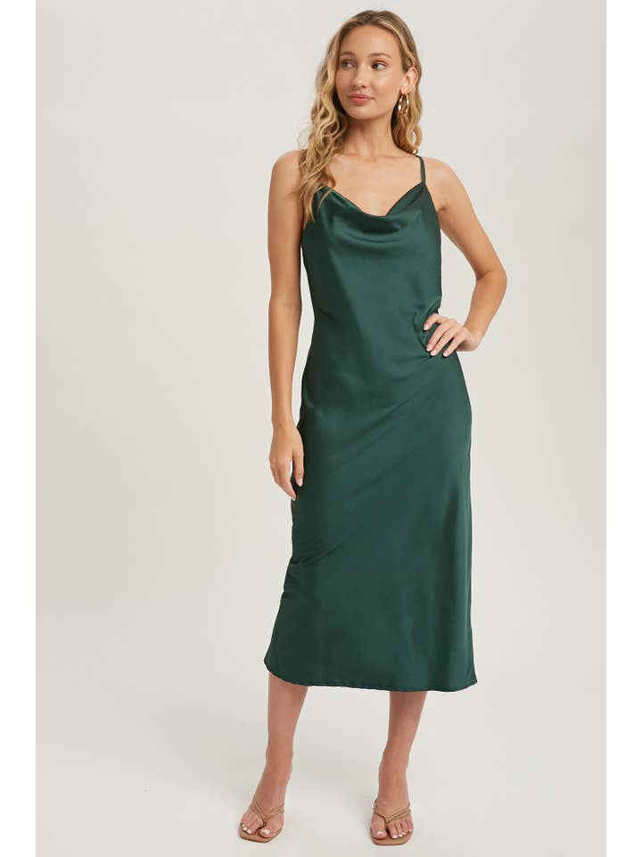 Bluivy - Wholesale Dress - Women's - SATIN DRAPED NECK MIDI SLIP DRESS43