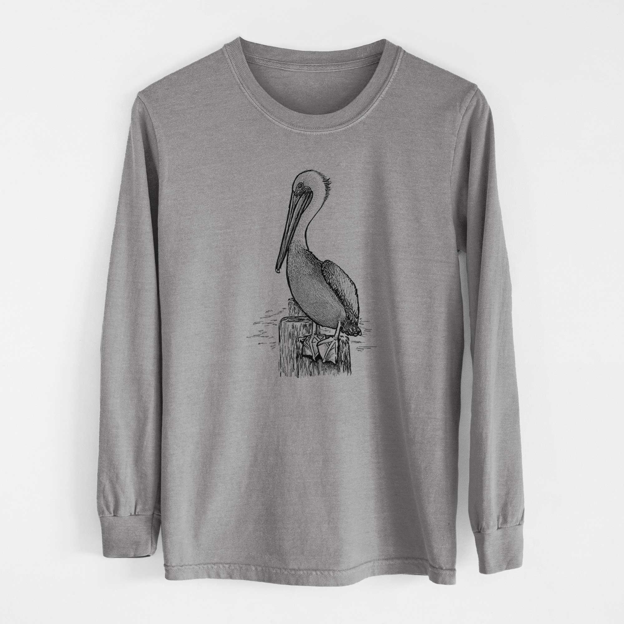 Because Tees - Wholesale Screen Printed T-Shirt - Unisex - Pelecanus occidentalis - Brown Pelican - Heavyweight 100% Cotton Long Sleeve0