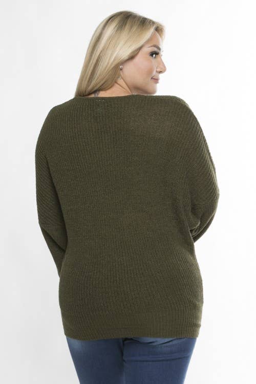 Curve Market - Wholesale Knit Sweater - Women's - PLUS SIZE V NECK KNIT SWEATER3