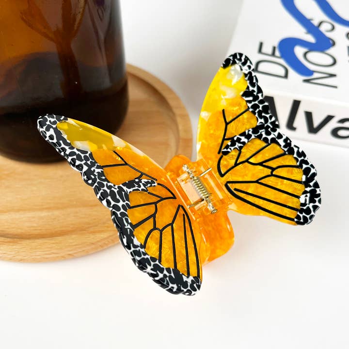 Acetate Yellow Butterfly Hair Clip, High Quality Hair Clip for wholesale by TheDivaSoap