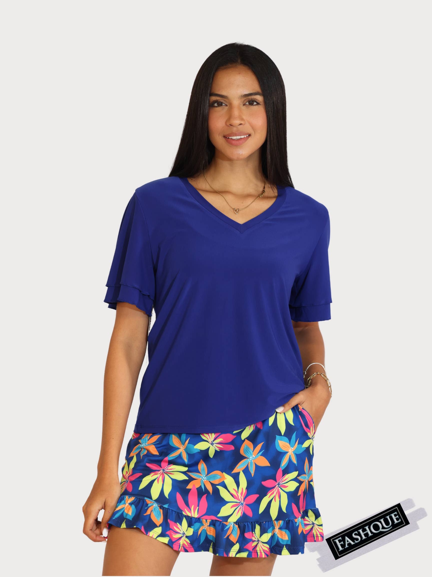 Fashque Designs - Vendita all'ingrosso Gonna pantalone - Donna - Gonna da golf da donna con volant sul fondo e tasche - SK20141