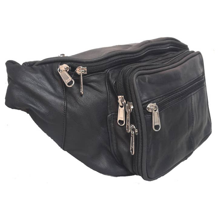 Sort Ægte lammeskind læder Jumbo Fanny taske #3099 for engroshandel på Faire