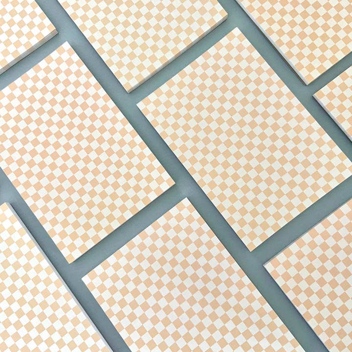 Missive - Wholesale Notepad - Peach Checker Desk Notepad Back to School2