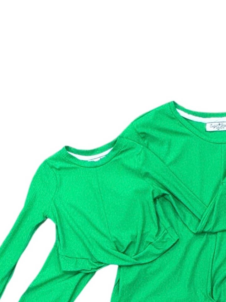 Crop Knot Long Sleeve - Emerald for wholesale by Sugar Bee Clothing