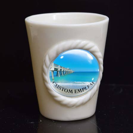 Vaso de chupito con emblema blanco de 2,5 pulgadas para venta al por mayor de Sea Creations