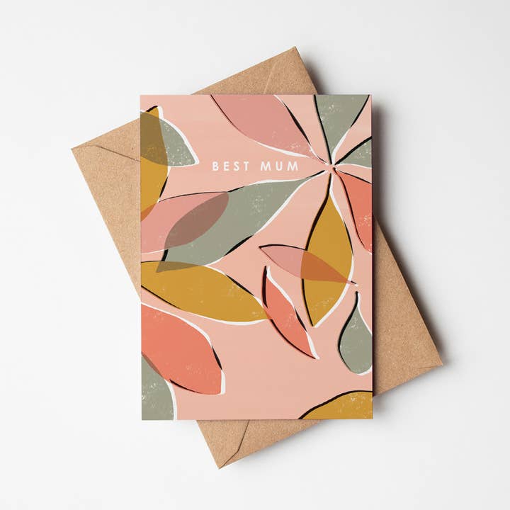 Best Mum Mother's Day Card - Abstract Botanical Art Design for wholesale by Rachel Mahon Print