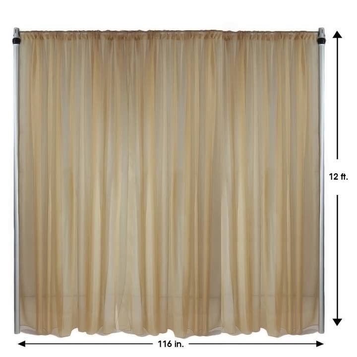 Voile Sheer Drape/Backdrop 12 ft x 116 Inches Champagne for wholesale by YOUR CHAIR COVERS