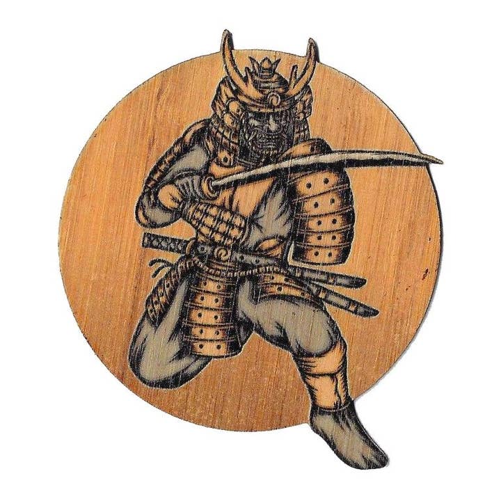 Samurai Eco-Friendly Bamboo Sticker for wholesale by Bamboo Wood Stickers