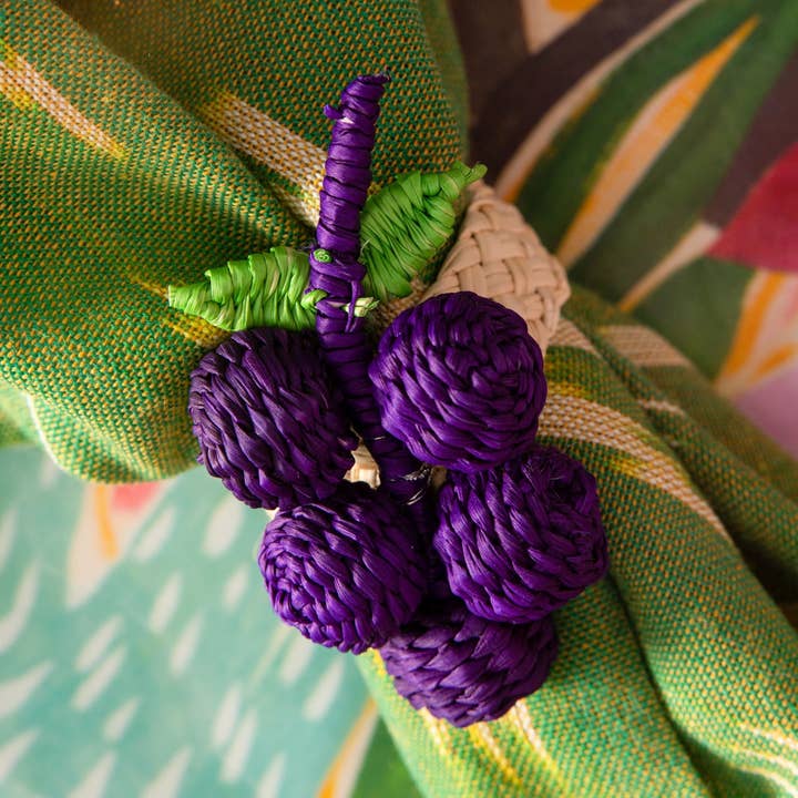 Grapes Fruit Napkin Rings Woven Natural Iraca Straw for wholesale by Washein