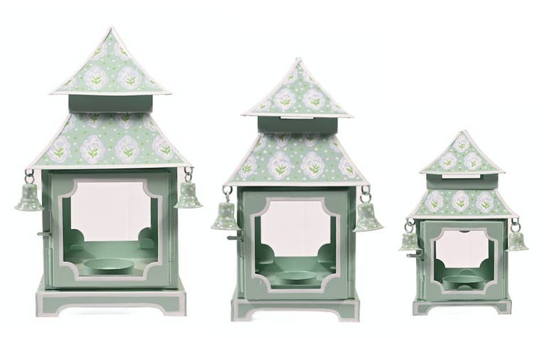 The Enchanted Home - Wholesale Lantern - Sage Green & White Tulip Pagoda Lantern (3 Sizes)