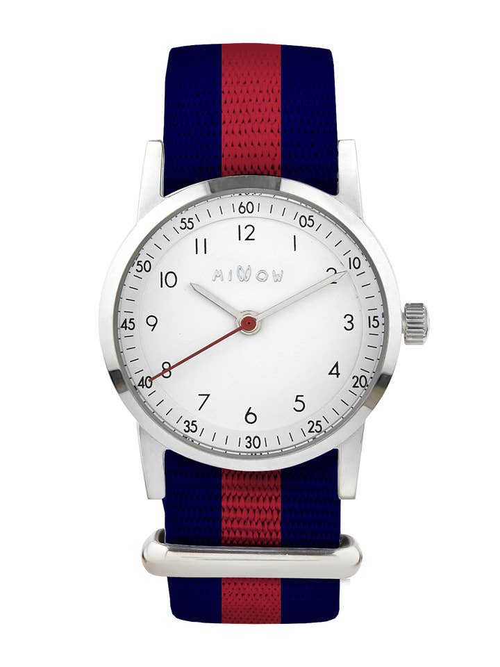 Millow Classic Kids Watch - Red Striped Strap for wholesale by Millow Paris