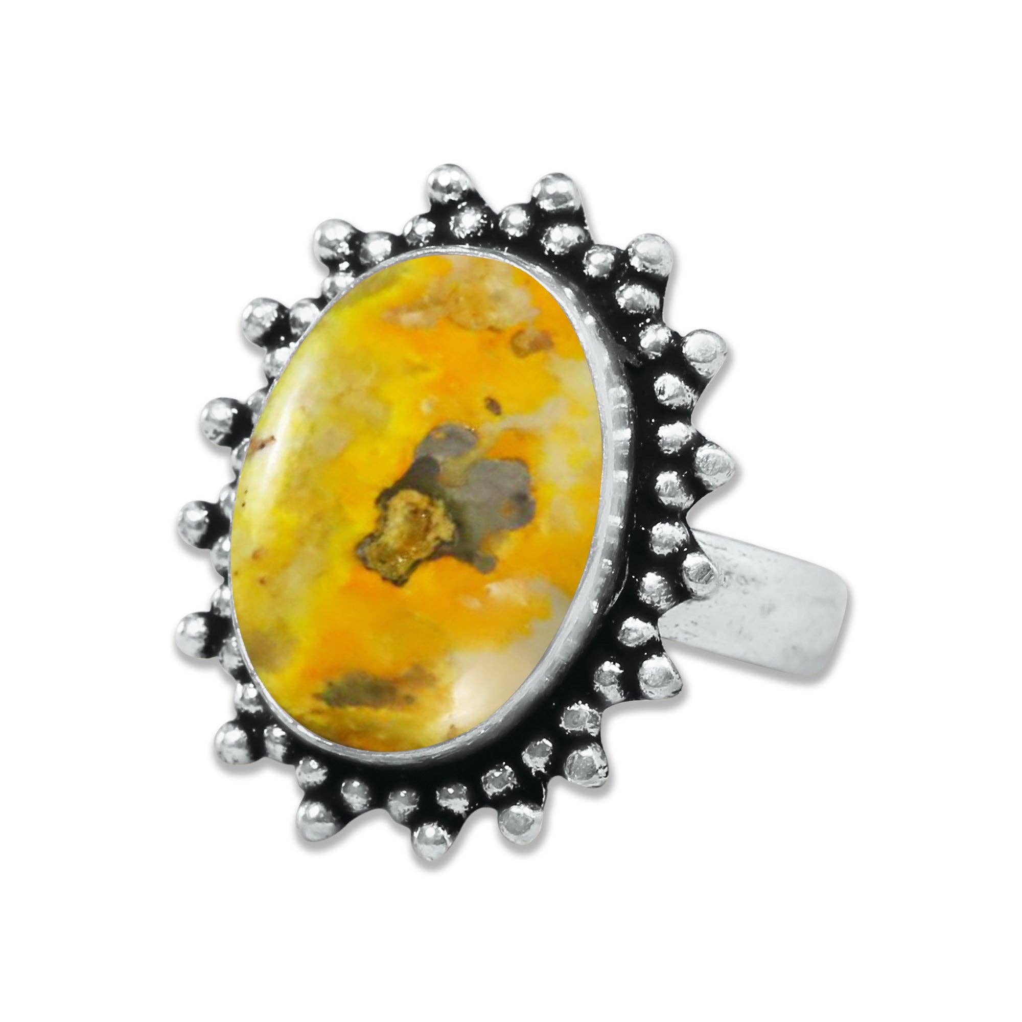 Handmade Jewels - Wholesale Cocktail/Statement Ring - Bumblebee Jasper Rings – Handmade, Silver-Plated, Designer  (Made to Order)8