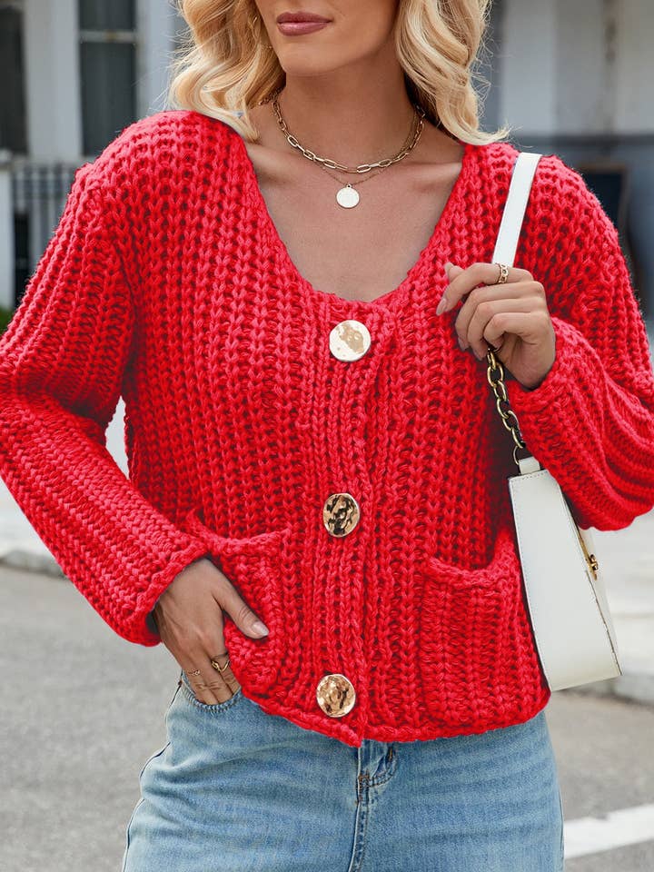 Rosa Clothing - Wholesale Cardigan - Women's - Chunky Sweater Loose Slouchy Knitted Cardigan