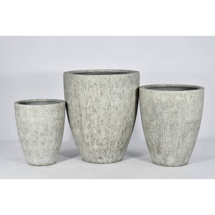Relle Tall Washed Ficonstone Planter S/3 – Ash Grey Washed for wholesale by The Farmer's Daughter