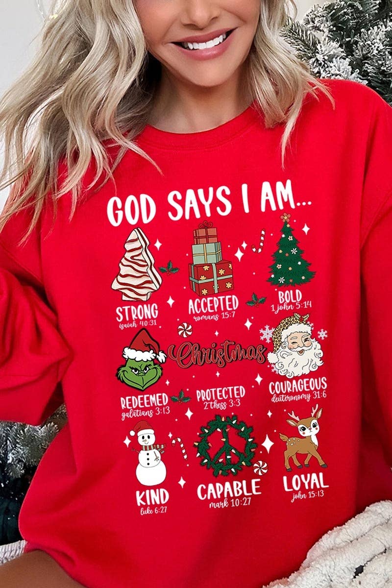 COLORBEAR - Wholesale T-Shirt (Graphic) - Unisex - God Says I Am Christmas Graphic Fleece Sweatshirts5