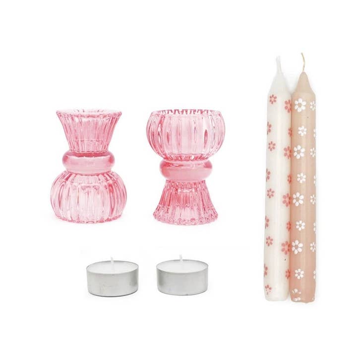 Wildflowers by Floriette - Wholesale Novelty Candle - Met liefde, seizoenen geschenkdoos Duo Kaars roze bloem2