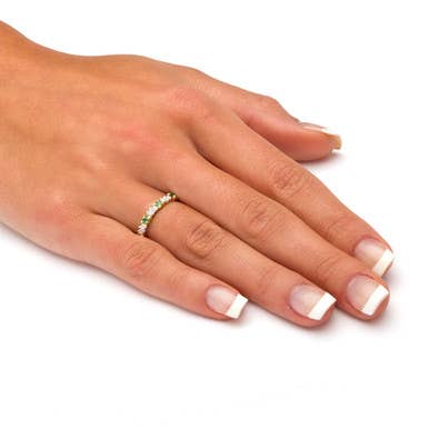 PalmBeach Jewelry - Wholesale Multi-Stone Ring - .32 TCW Emerald and Diamond Band in 10k Gold3