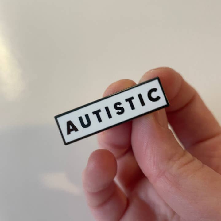 Retrophiliac - Wholesale Lapel Pin/Button - Autistic Identity Enamel Pin Black White Rectangle Autism