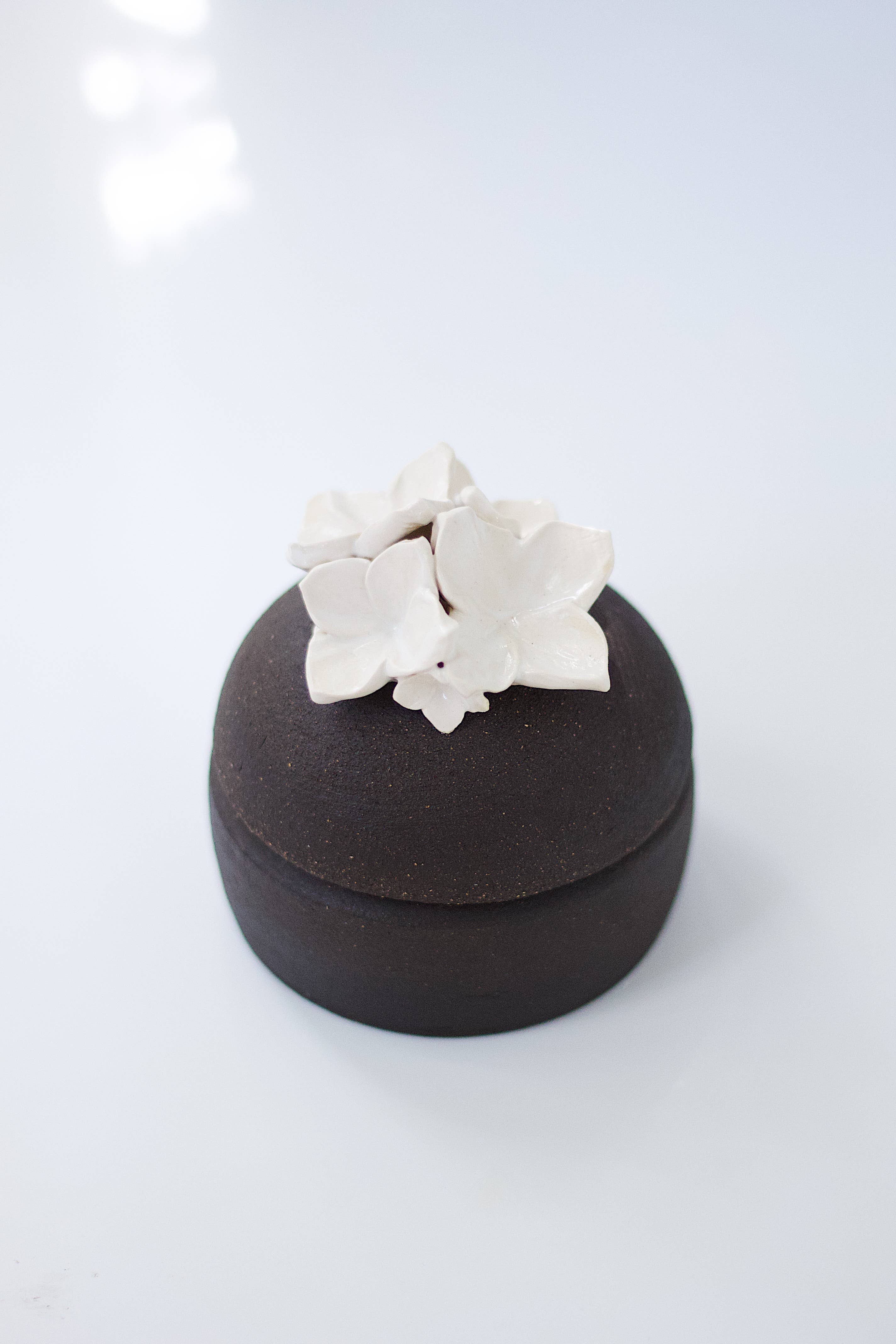 Erica Moore Pottery - Wholesale Decorative Jar - Charcoal Blossom Lidded Jar2