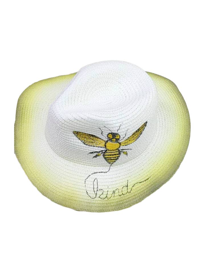 Chapeau Fedora en Paille Imprimé Abeille C0370 pour la vente par Ole