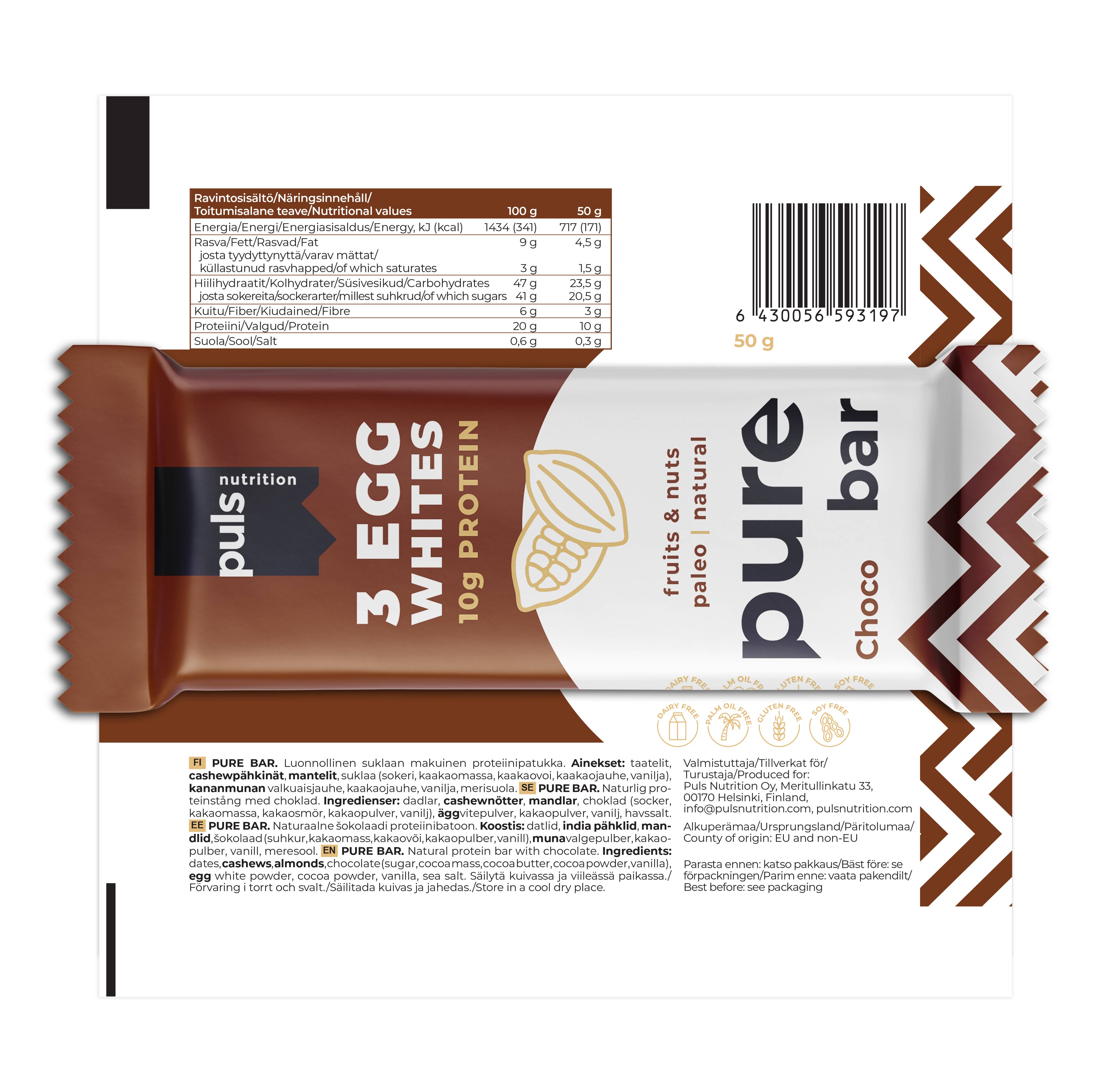 Puls Nutrition – Snack Bar por atacado – PURE BAR Choco4