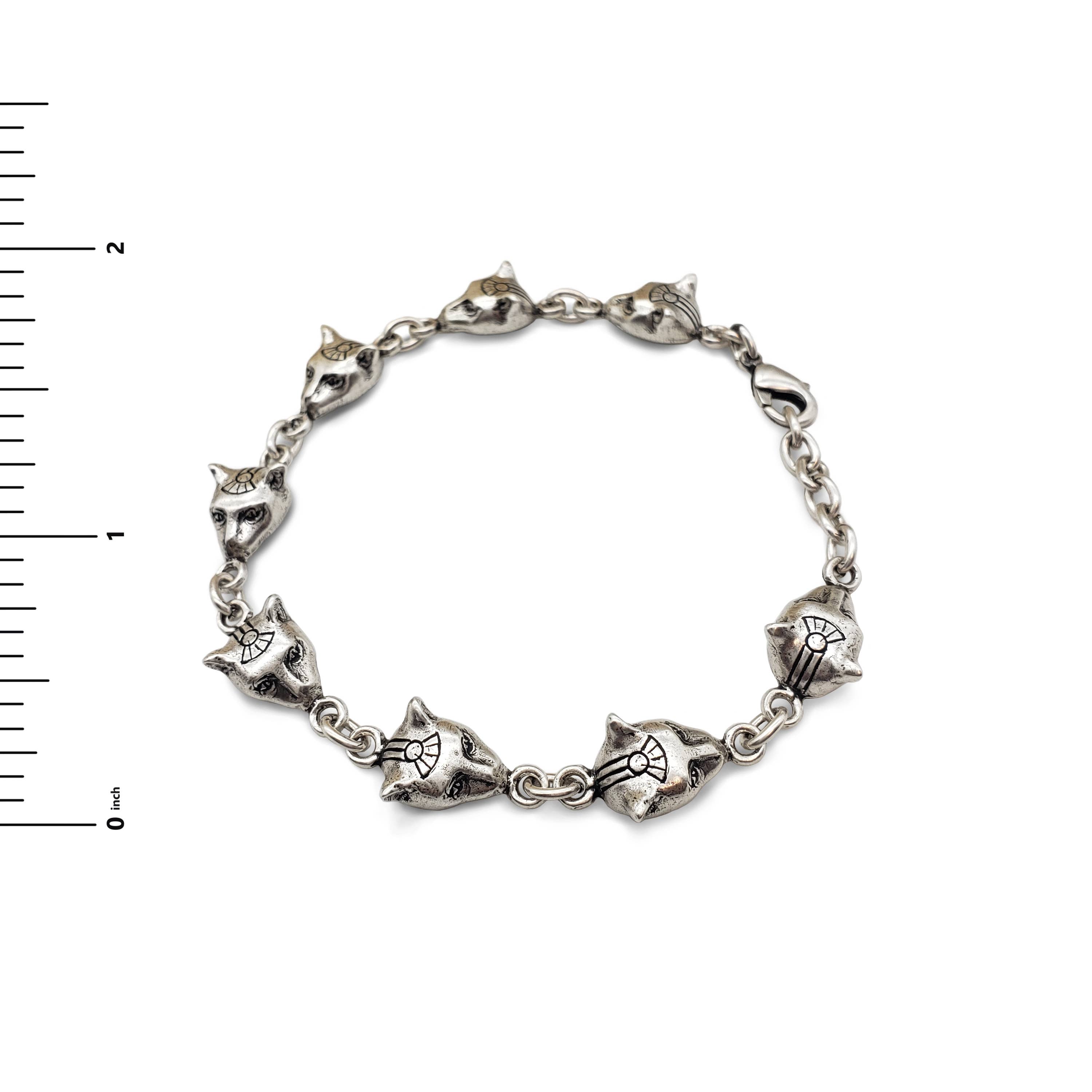 Discoveries, Inc. - Wholesale Link & Chain Bracelet - Egyptian Cat Head Link Bracelet - Silver - Bastet Goddess2