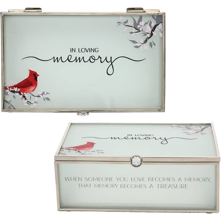 In Loving Memory - 6" x 3.5" Glass Keepsake Box for wholesale by Pavilion