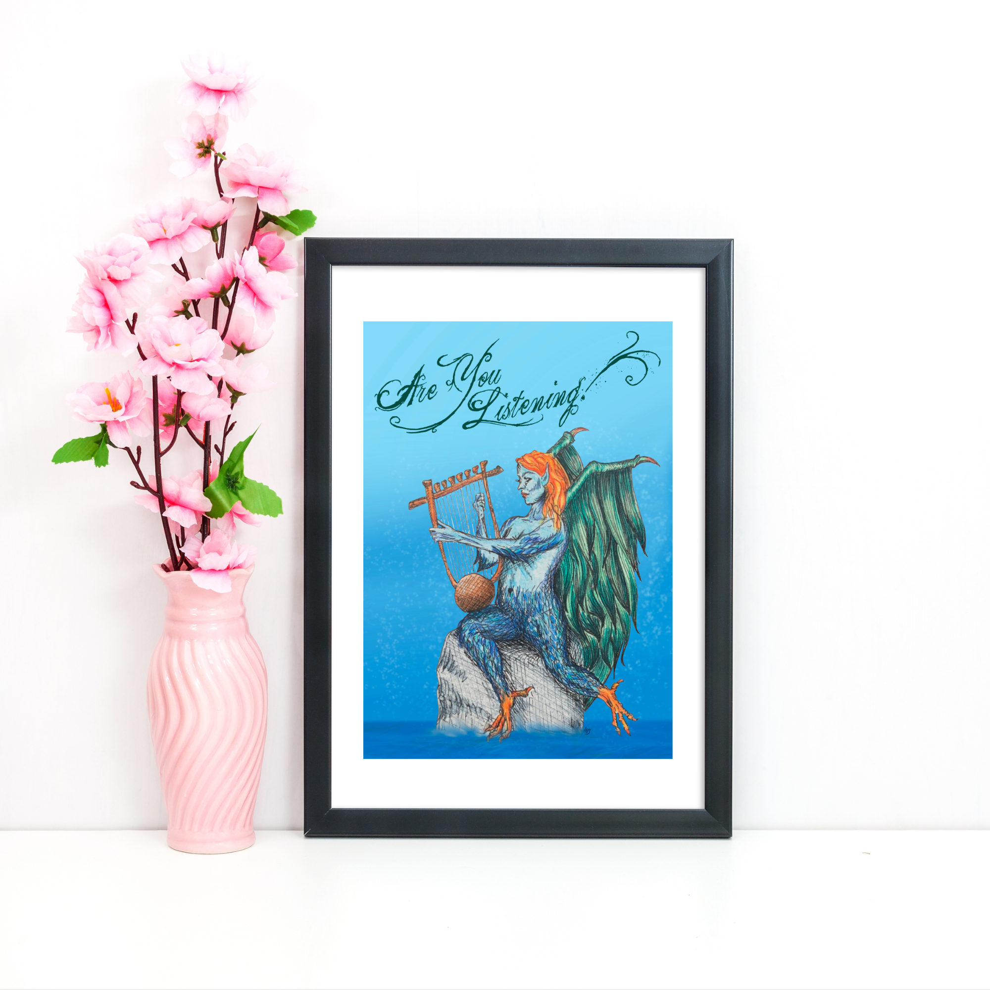 Hannah Kate Makes - Wholesale Art Print - Are You Listening? Art Print - Siren Harpy Greek Mythology12