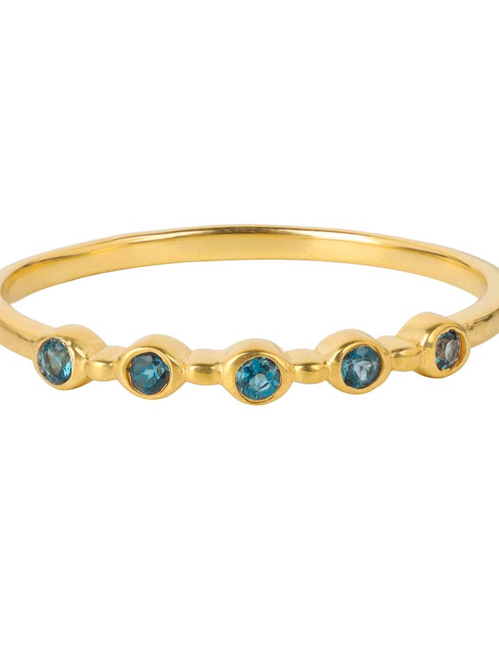 Anillo de Array de Azules con Topacio Azul de Londres en Plata Vermeil de Oro de 18K para venta al por mayor de Tiramisu