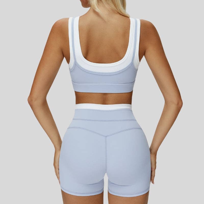 WONDERXFANS – Engroshandel Activewear-sæt – til kvinder – Sports-bh og sportsshorts i kontrastfarver, 2-delt sæt9