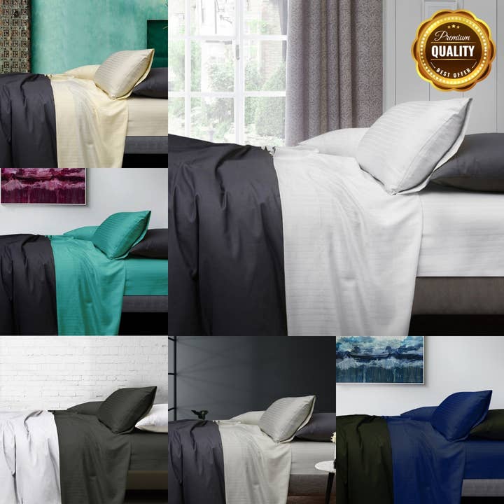 1000TC Cotton Rich Stripe Sheet Set for wholesale by Bedding King