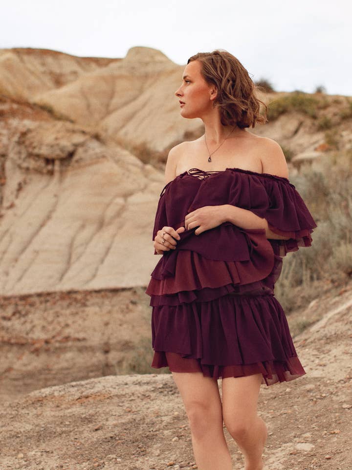 Sasha Off-shoulder Tier Ruffle Dress for wholesale by JENA TANG