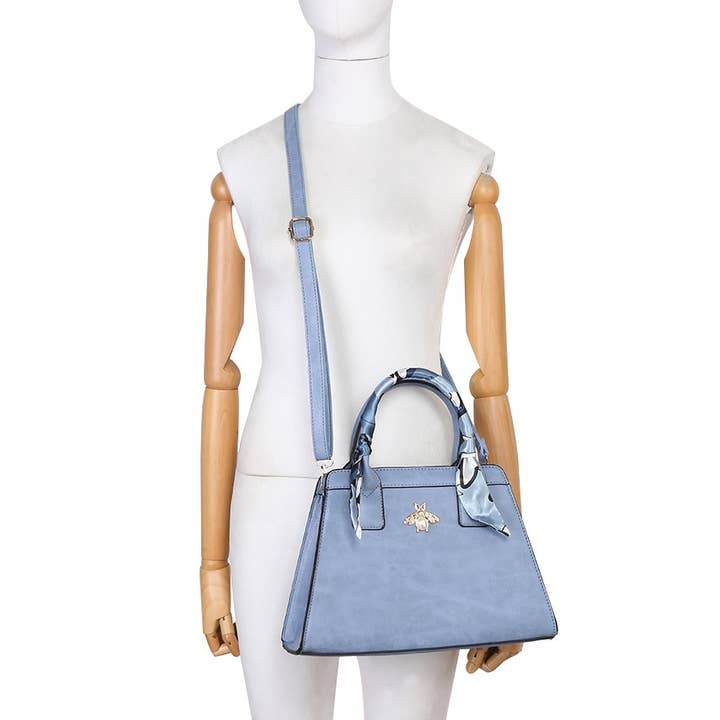 Ellas Trading - Vente Sac à main avec poignée sur le dessus – femme - Sac cabas épaule en soie avec abeille dorée11