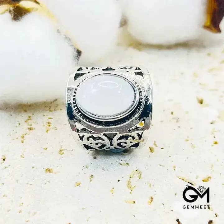 GemMeet – wholesale Single stone/solitaire ring – Fashion Large Moonstone Filigree Ring