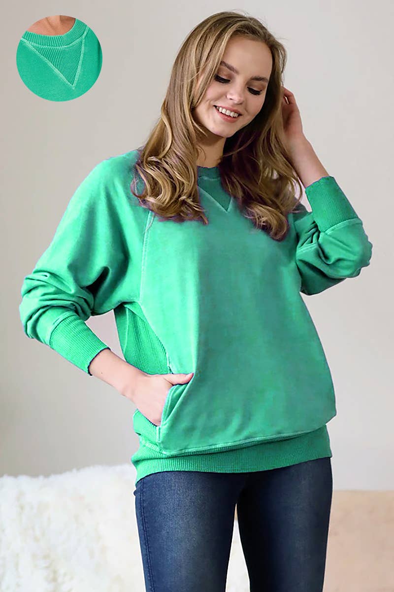 42POPS - Wholesale Sweatshirt - Women's - ',,,, Washed French Terry Pullover With Side Pockets20