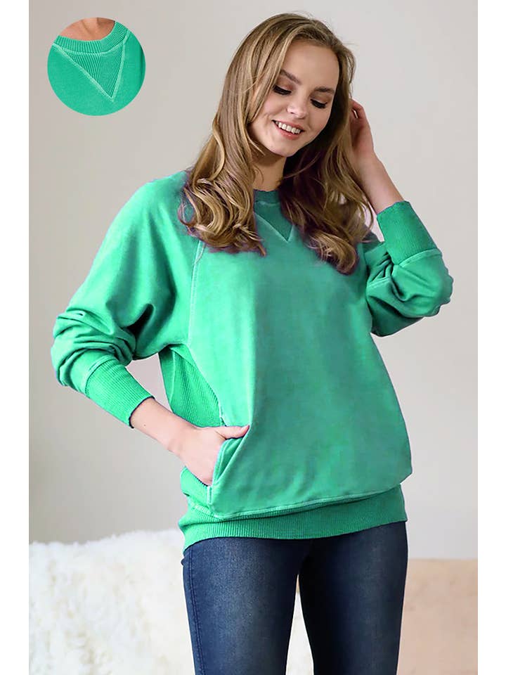 42POPS - Wholesale Sweatshirt - Women's - ',,,, Washed French Terry Pullover With Side Pockets20