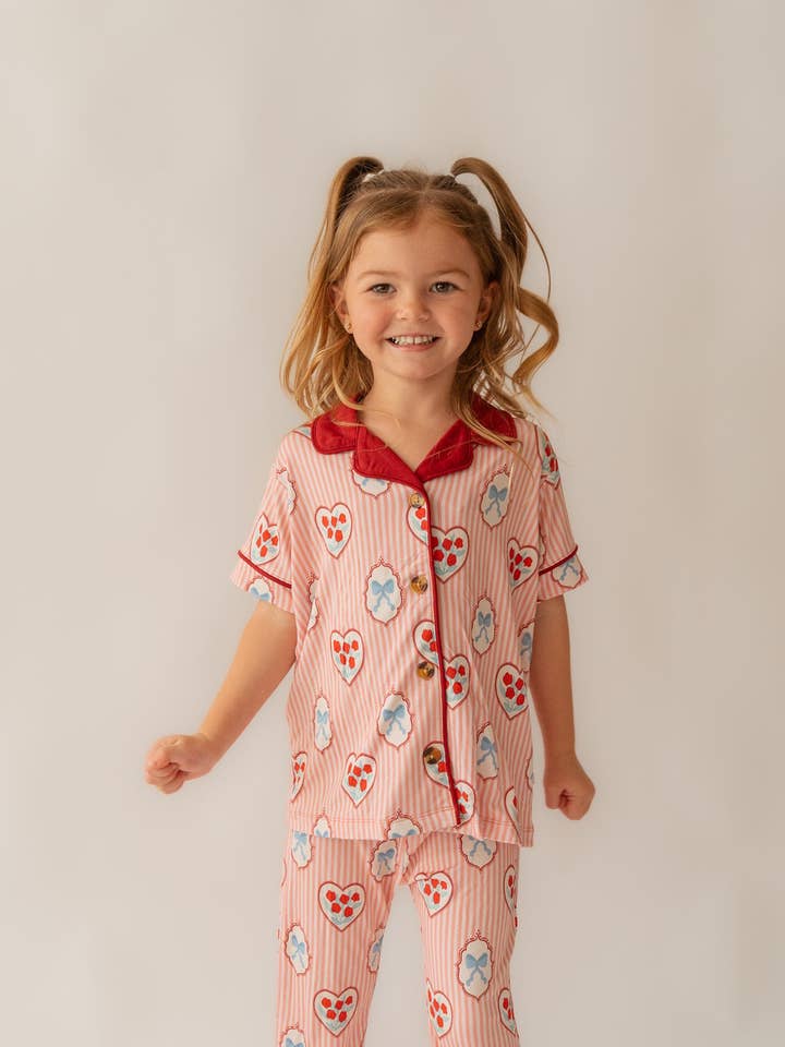 Annie Bean & Co - Wholesale Sleepwear Set - Kids - Rose & Bow Valentine| Flare Bamboo Two Piece Pajama Set1