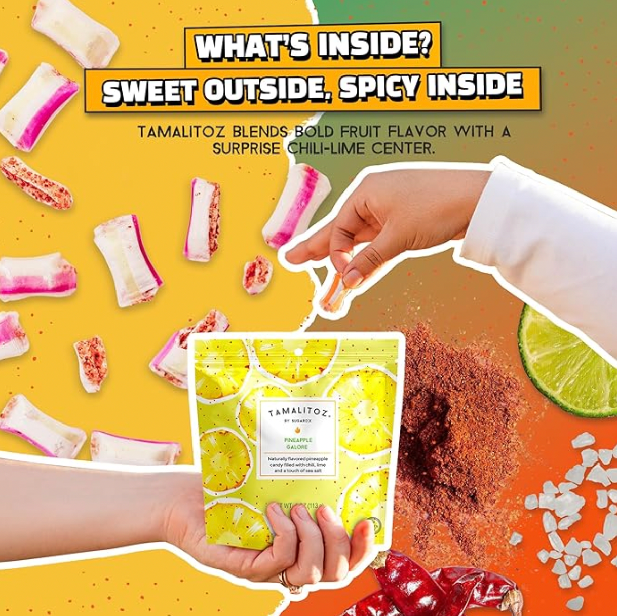 Sugarox Candy Studio LLC - Wholesale Hard Candy - PINEAPPLE GALORE TAMALITOZ CANDY 12CT1