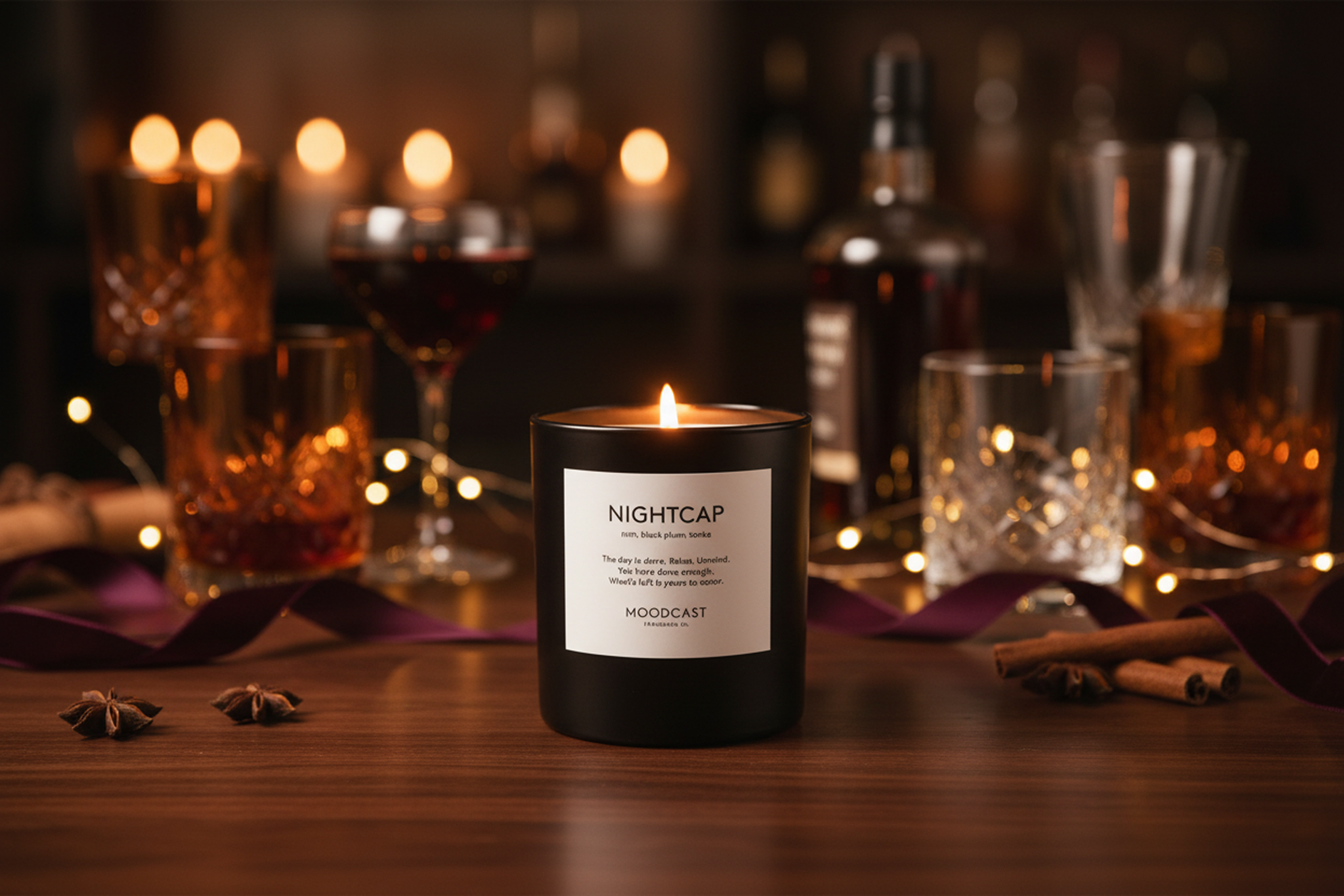 Moodcast Fragrance Co. - Wholesale Jar/Filled Candle - Coconut Wax Candle - Night & Day - Nightcap - 8 oz Glass Jar4