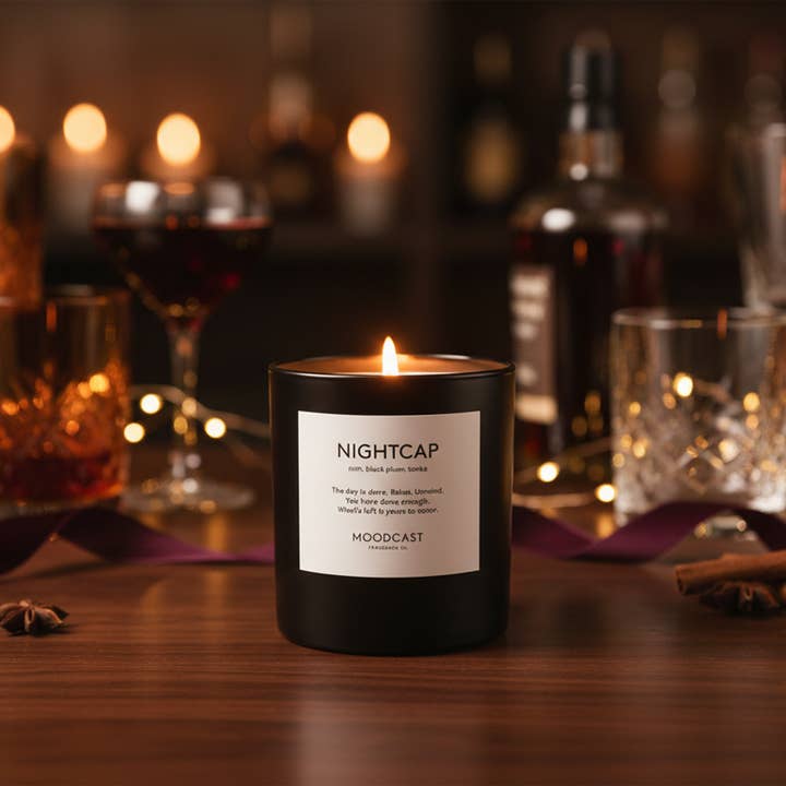 Moodcast Fragrance Co. - Wholesale Jar/Filled Candle - Coconut Wax Candle - Night & Day - Nightcap - 8 oz Glass Jar4