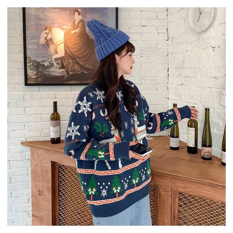 UZ Wholesale Store - Venta al por mayor Jersey de punto - Mujer - Suéter de punto suelto con cuello redondo dulce3