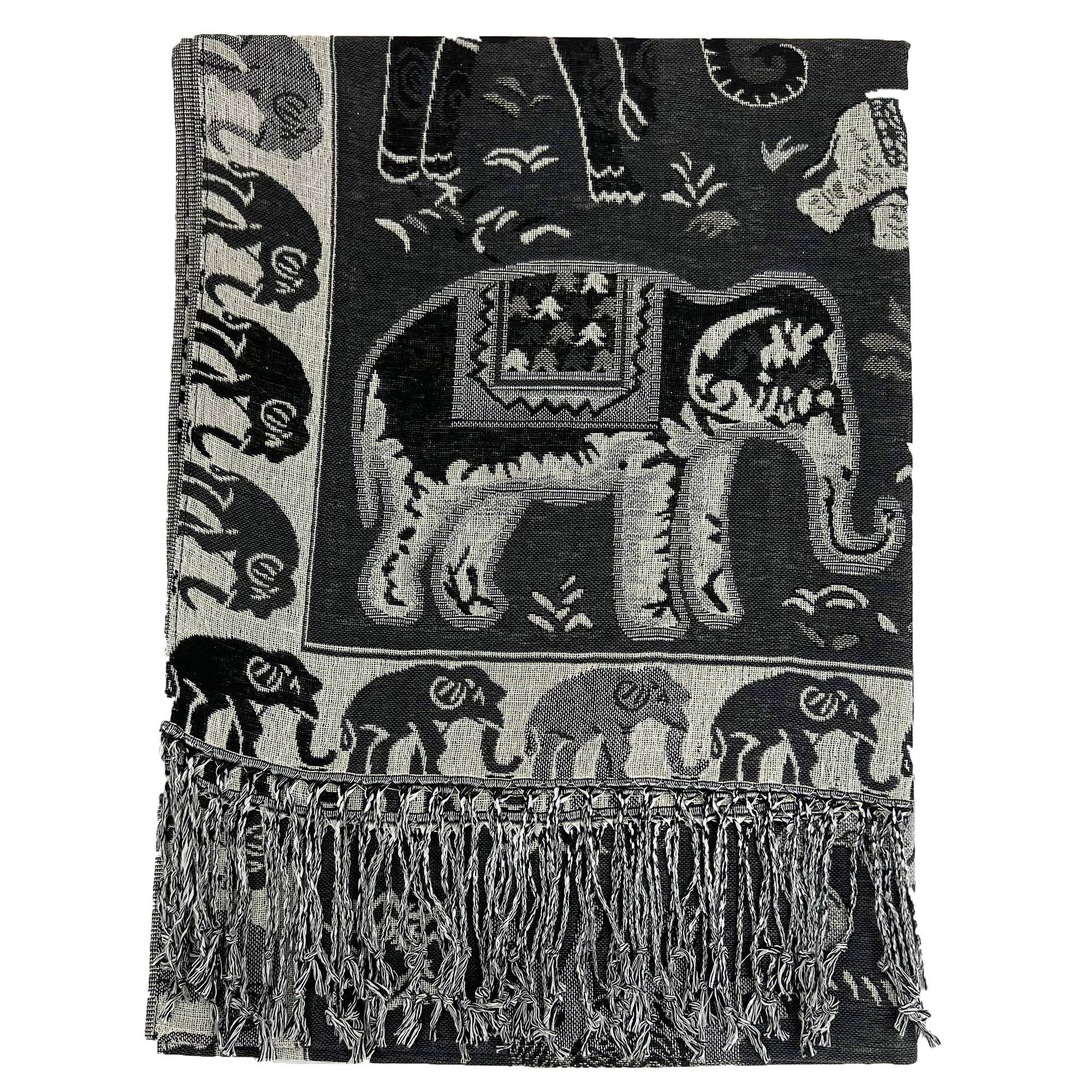 ASSORTED Metallic Pashmina Elephant Pattern GM35 (12PC) for wholesale on Faire2