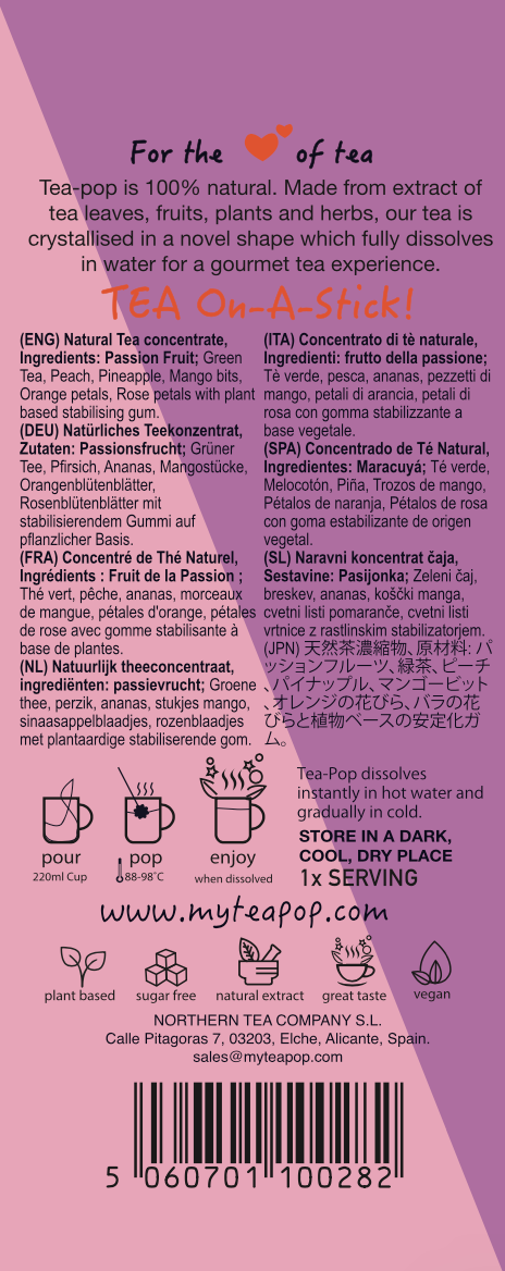 Northern Tea Company - Wholesale Tea Bags - Passion Fruit Punch TEA on-a-stick! (20x sticks tray)3