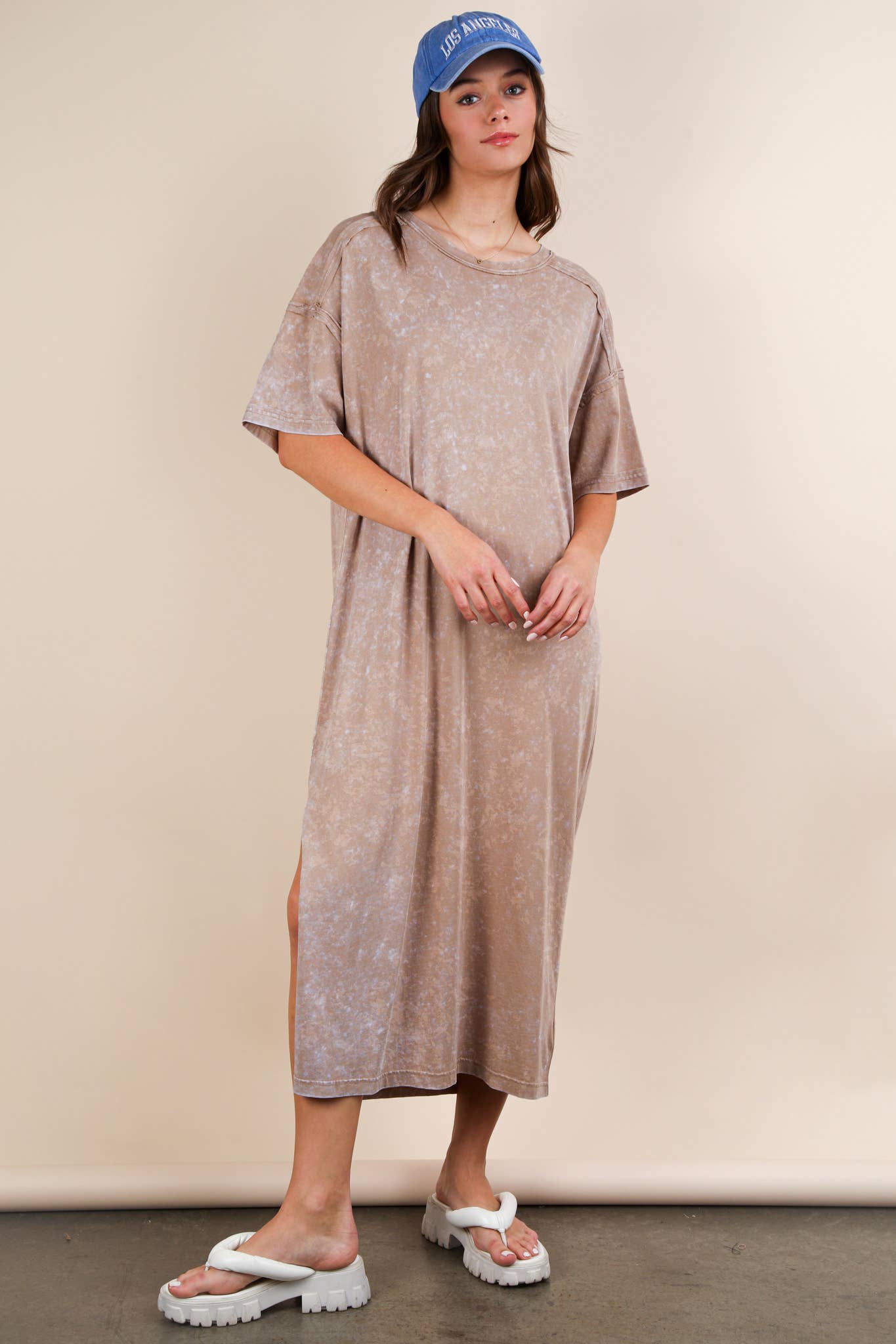 VERY J - Vente Robe – femme - Robe midi décontractée confortable lavée minérale40