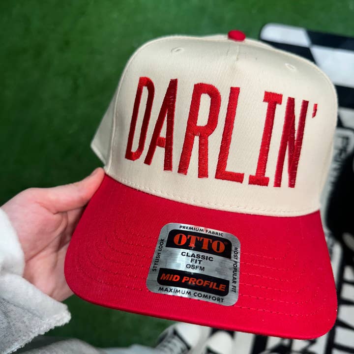 Darlin' Embroidered Trucker Hat for wholesale by Pyramid Printing & Promotional