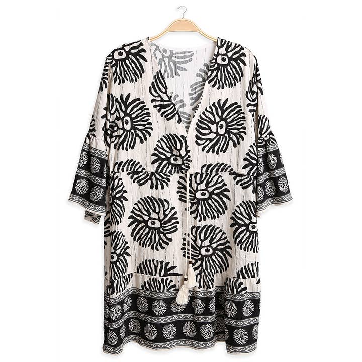 Sensibling Corp. - Wholesale Dress - Women's - Bohemian Printed V-Neck Tunic Summer Dress
