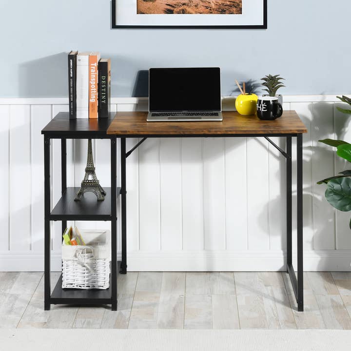 39in Computer Desk with Storage Shelves, Rustic Brown for wholesale by 39F Inc.