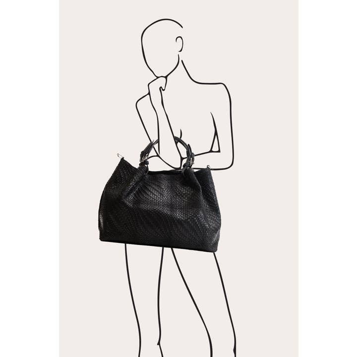 Modesto Bertotto - Wholesale Top Handle Bag - Women's - Marta blue woven print leather maxi bag5